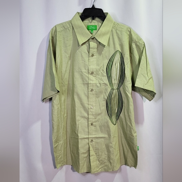 Platini Men's Green NWOT Graphic Short Sleeve Casual Button-Up Shirt Size XL - Picture 2 of 7